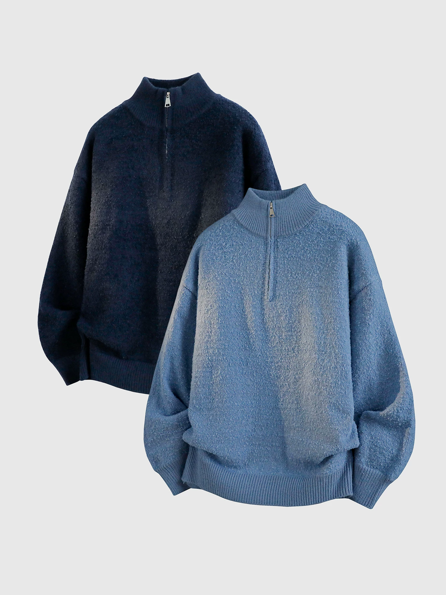 Áo len nam cổ đứng có khóa kéo OMZM mùa đông dày dặn ấm áp lớp lót sạch sẽ dáng rộng kiểu áo len chui đầu