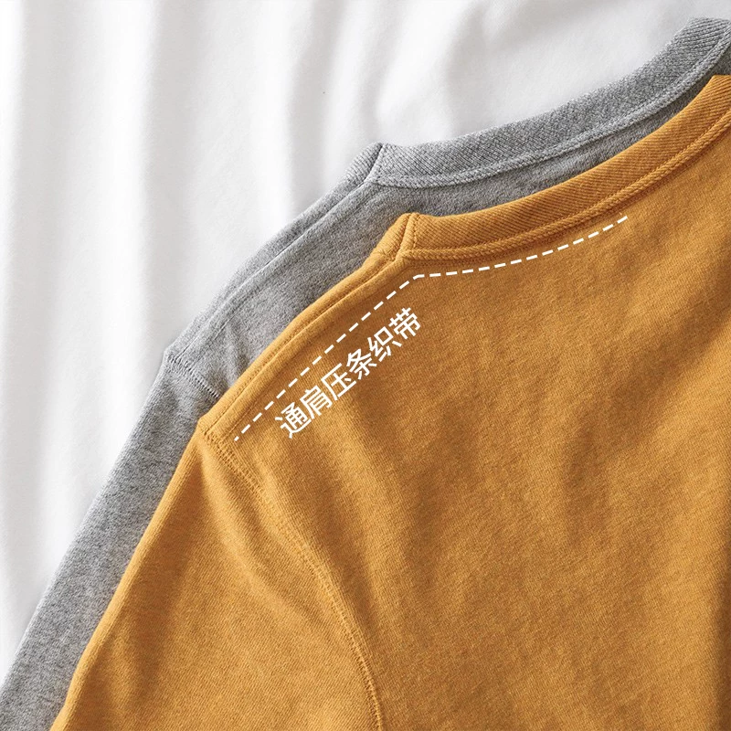 Áo thun nam chất liệu cotton dày dặn 320g kiểu Mỹ, tay dài, dáng rộng, dày, màu trơn, cổ tròn, áo thun cotton nguyên chất, áo sweatshirt cho mùa thu.