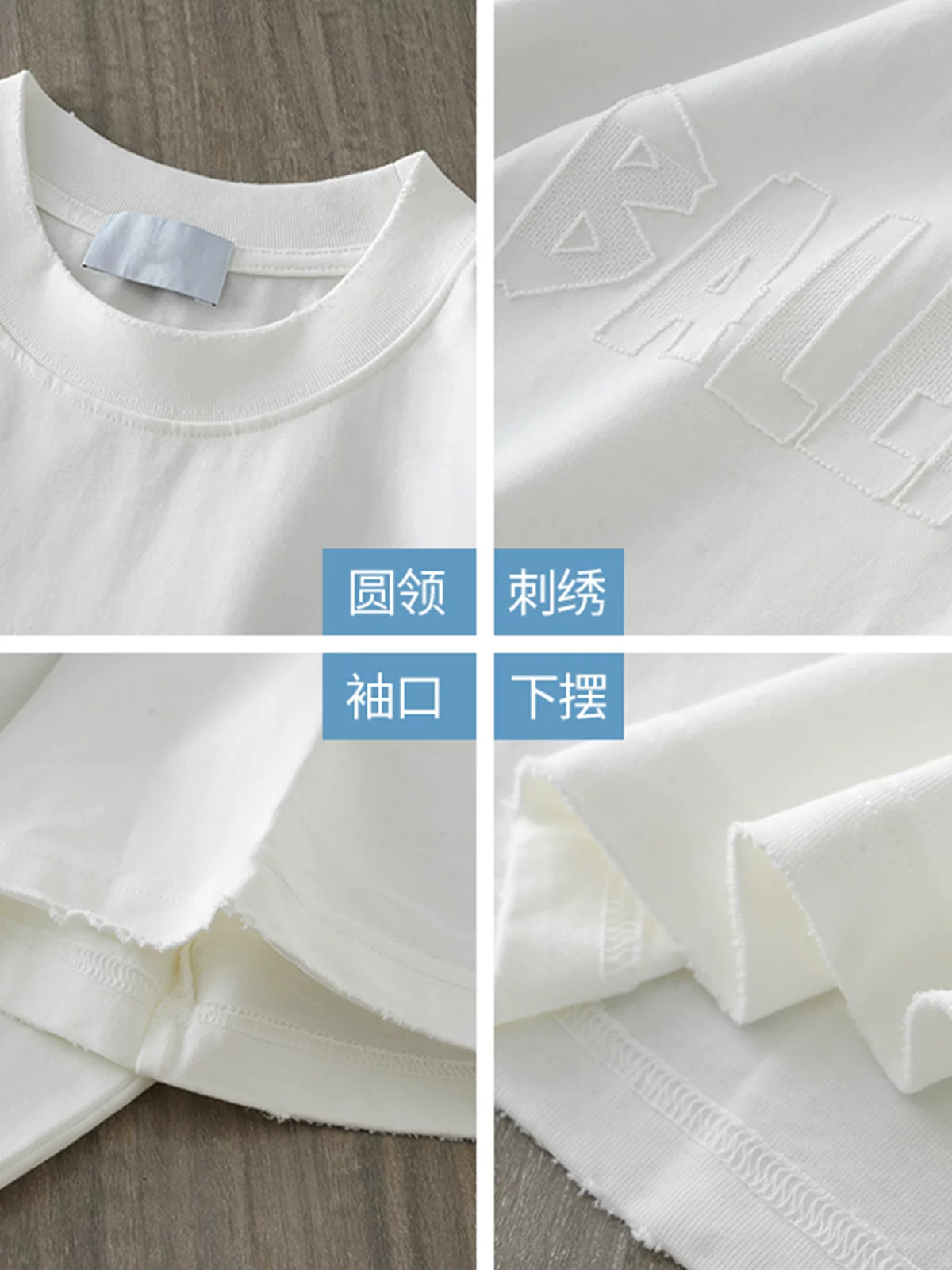 Áo thun ngắn tay bằng cotton nguyên chất hạng nặng OMZM 400G dành cho nam, thêu chữ kiểu Mỹ, áo thun cao cấp, cổ tròn, tay lửng, mùa hè