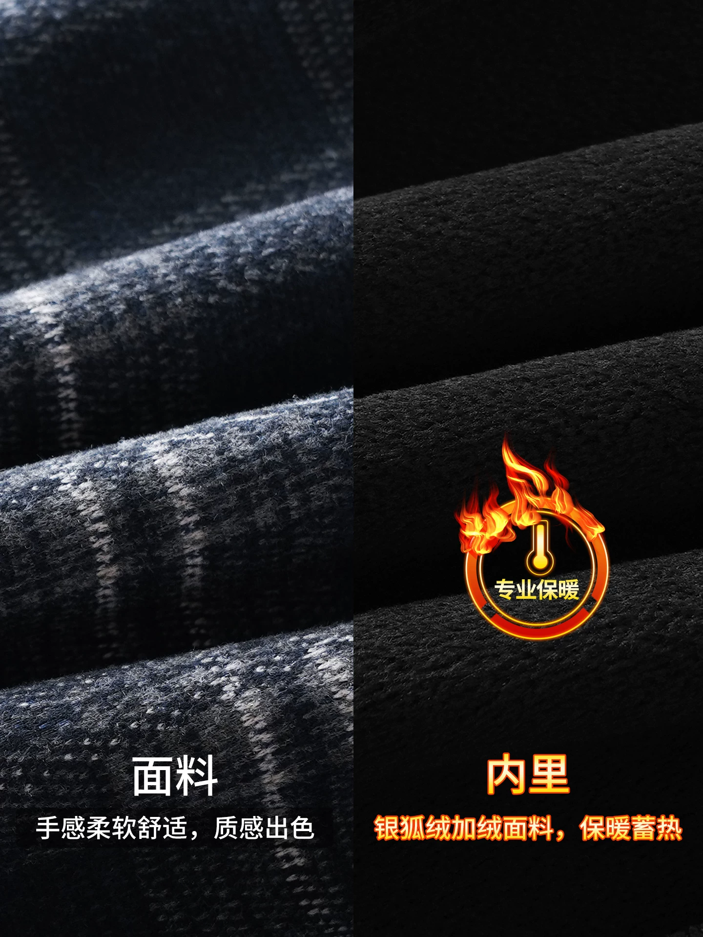 Quần âu kiểu Mỹ có lót lông cừu kiểu Mỹ dành cho nam, quần ống rộng dài đến sàn kiểu cổ điển mùa đông, quần dài kẻ sọc ấm áp.