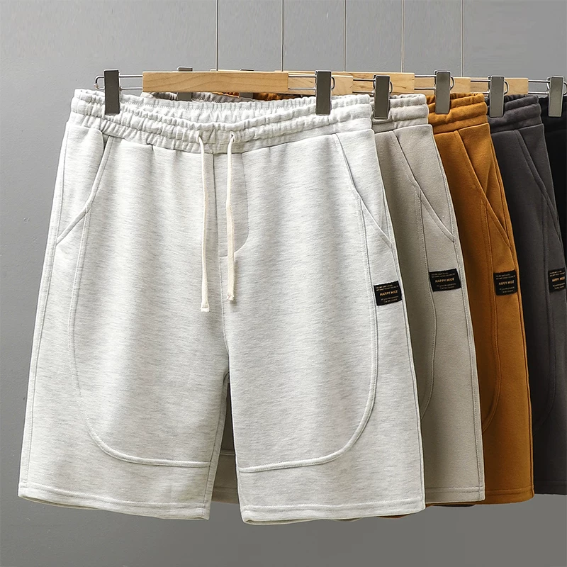 Quần short cotton hạng nặng kiểu Mỹ OMZM dành cho nam, quần short năm điểm thể thao thời trang mùa hè của thương hiệu thời trang, quần dài vừa phải, dáng rộng, thoải mái