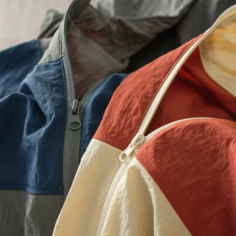 OMZMUPF50+ Quần áo chống nắng bằng lụa băng màu tương phản dành cho nam và nữ, áo khoác chống nước chống tia cực tím ngoài trời mùa hè