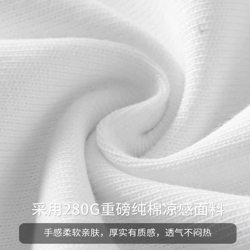Áo thun ngắn tay bằng cotton nguyên chất hạng nặng OMZM280G dành cho nam và nữ, áo thun mùa hè mát mẻ và nhanh khô, áo thun nửa tay cổ tròn thêu kiểu Mỹ