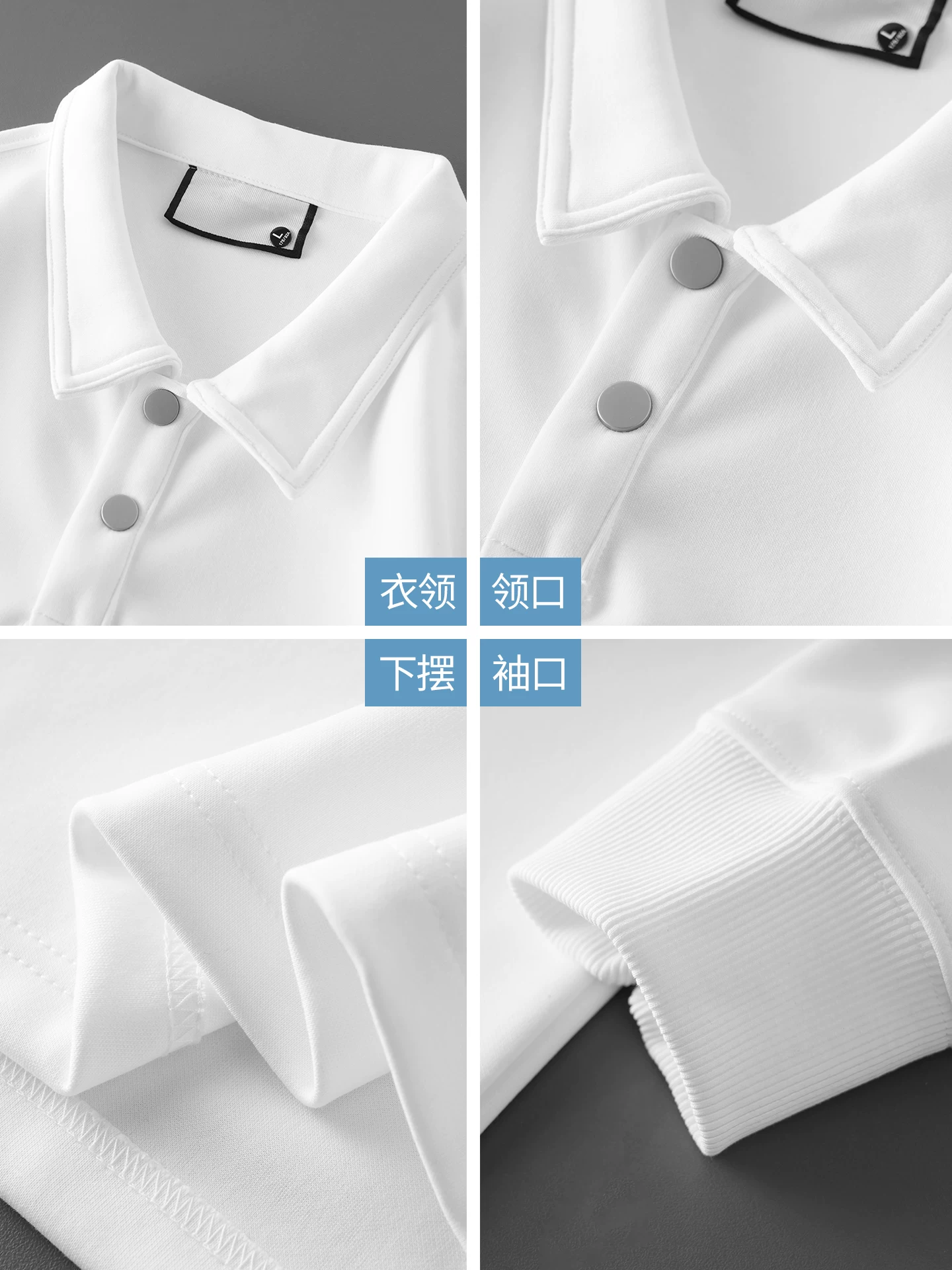 Áo polo nam OMZM300G chất liệu dày dặn, tay dài, kiểu dáng rộng rãi, màu trơn, cổ trụ, phong cách retro Mỹ.