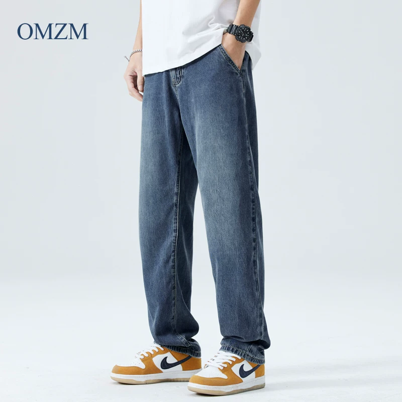 Quần Jean Nam OMZM Lyocell Tencel Mùa Hè Mỏng Mát Thoáng Khí Dáng Suông Rộng Quần Dài Thoải Mái
