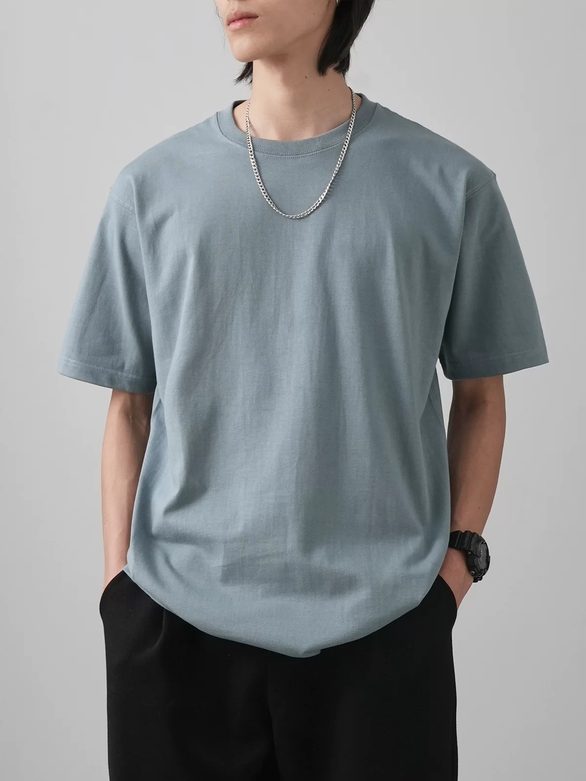 Áo thun nam hạng nặng màu đỏ rượu vang 320G, tay ngắn, Năm Rồng, cotton nguyên chất, áo sơ mi nửa tay cổ điển kiểu Mỹ mùa hè hợp thời trang