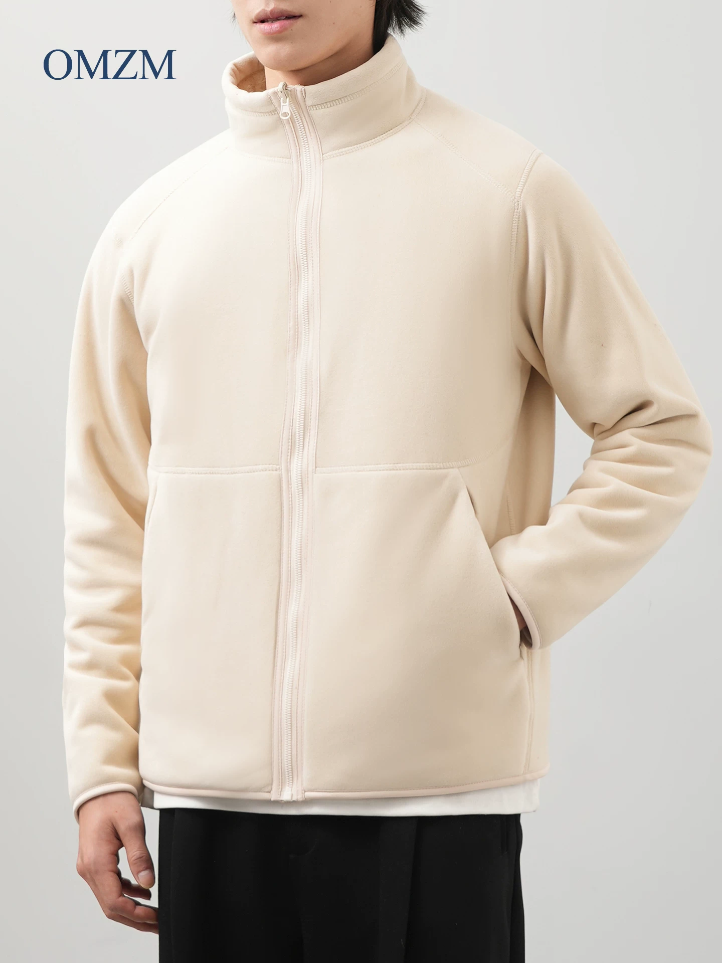 Áo khoác lông cừu OMZM dành cho nam mùa đông có lót lông cừu dày dặn, áo khoác lông cừu mềm mại, áo khoác mềm mại có lớp lót lông cừu