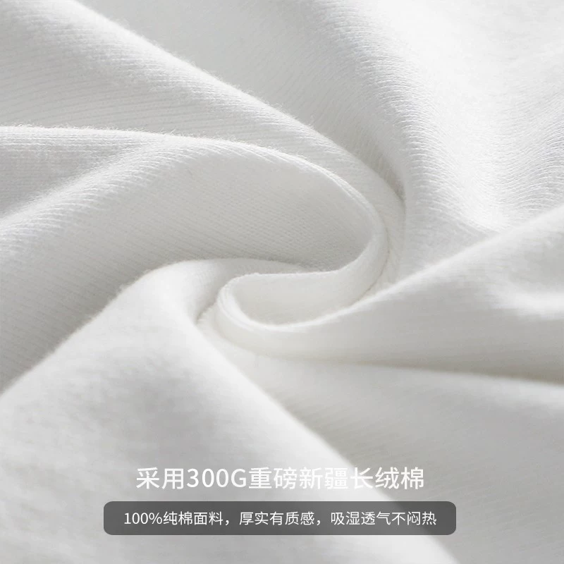 OMZM Áo thun dài tay hạng nặng 260G phong cách Mỹ dành cho nam, áo sơ mi in chữ cotton nguyên chất mùa xuân thu, áo nỉ cổ tròn dáng rộng