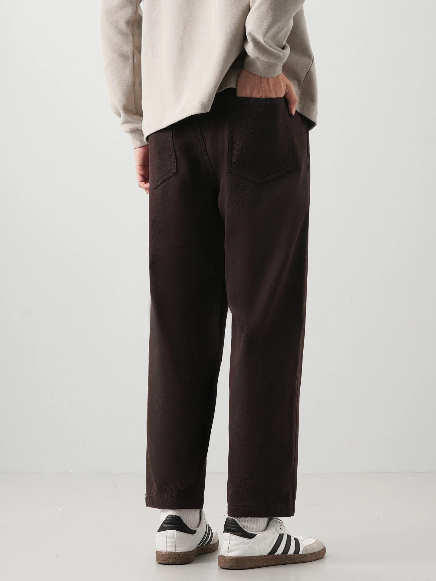 Quần jean lót lông cừu hạng nặng OMZM dành cho nam, quần kiểu Mỹ cổ điển mùa đông được giặt sạch, quần ống đứng ấm áp, quần thường ngày