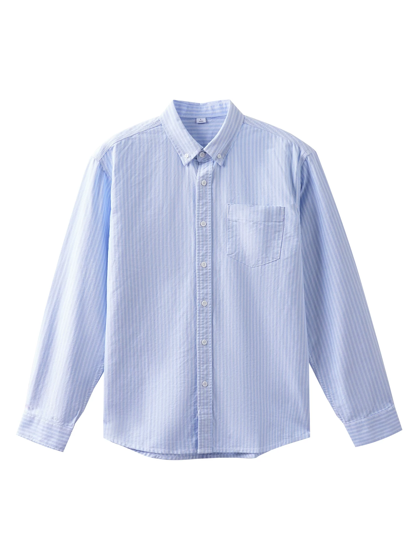Áo sơ mi dài tay sọc cotton nguyên chất hạng nặng OMZM dành cho nam giới, áo sơ mi màu xanh lam của cityboy Nhật Bản mùa thu, áo khoác bảo hộ lao động