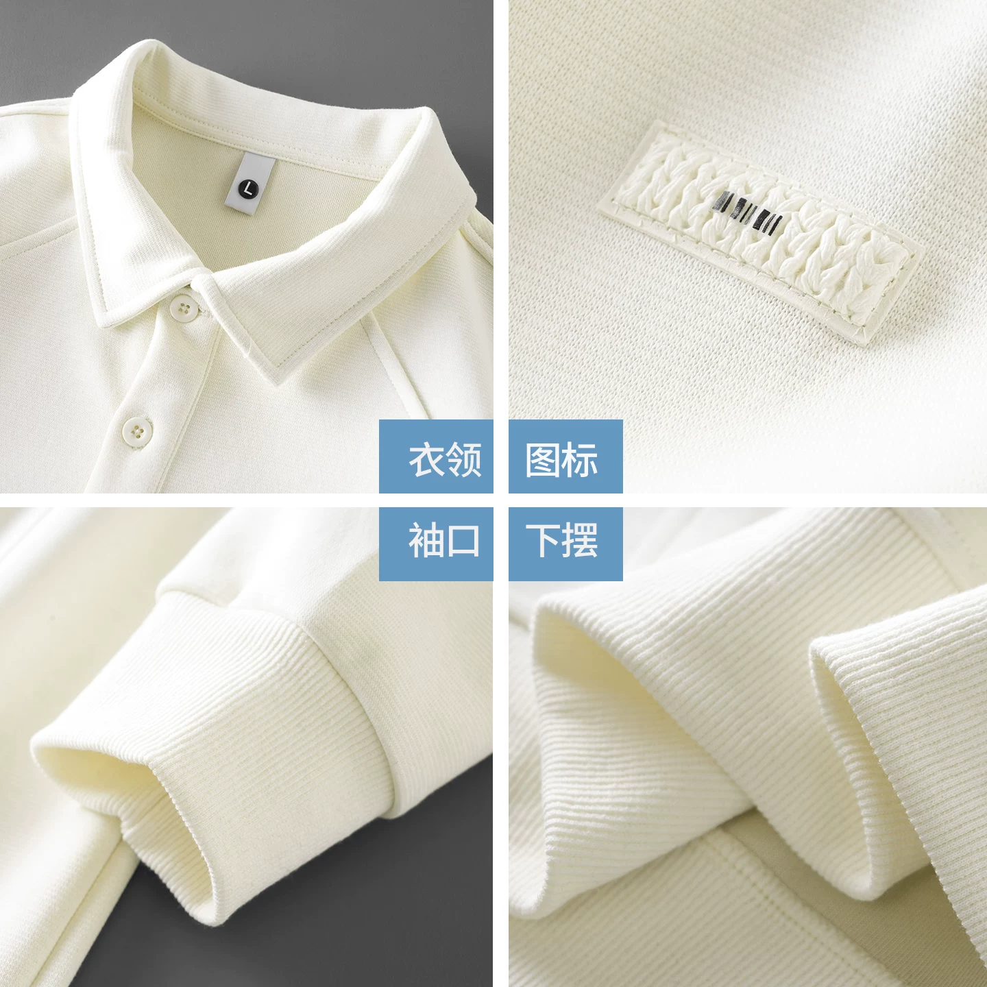 Áo thun polo phối chất liệu nặng 340G dành cho nam, áo khoác cổ trụ thêu phong cách Mỹ cao cấp mùa thu, áo lót dài tay