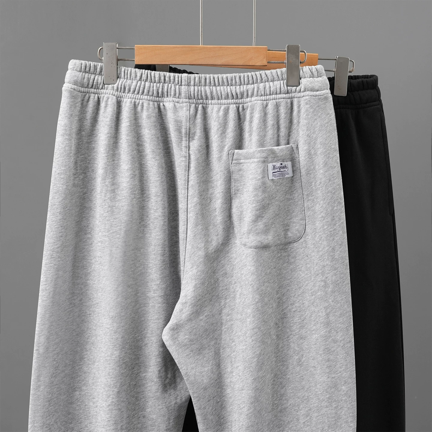 Quần thể thao OMZM hạng nặng màu xám terry dành cho nam, kiểu dáng mỏng mùa hè, quần ống rộng dáng rộng kiểu Mỹ, quần dài thể thao thông thường