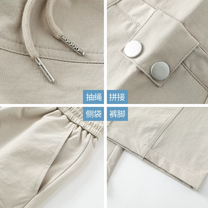 Quần cargo ống thẳng hạng nặng OMZM dành cho nam, quần ống rộng ống thẳng dáng rộng mùa hè, quần lính dù thể thao màu trơn kiểu Mỹ