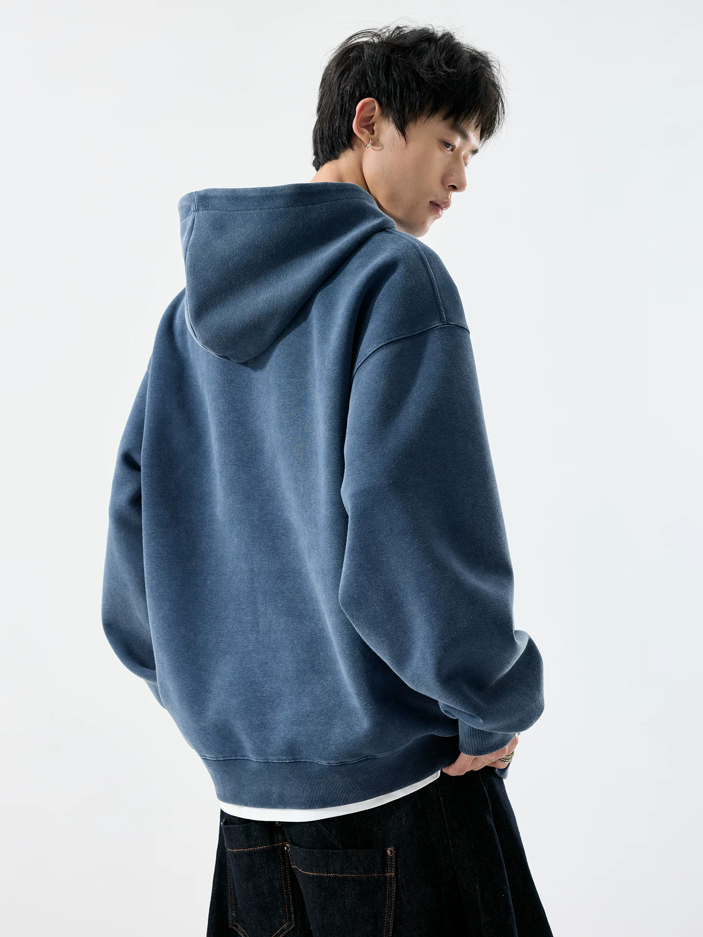 Áo hoodie nam OMZM400G chất liệu dày dặn, kiểu dáng cổ điển Mỹ, chất liệu vintage đã qua xử lý, áo khoác rộng rãi, thích hợp cho mùa thu.