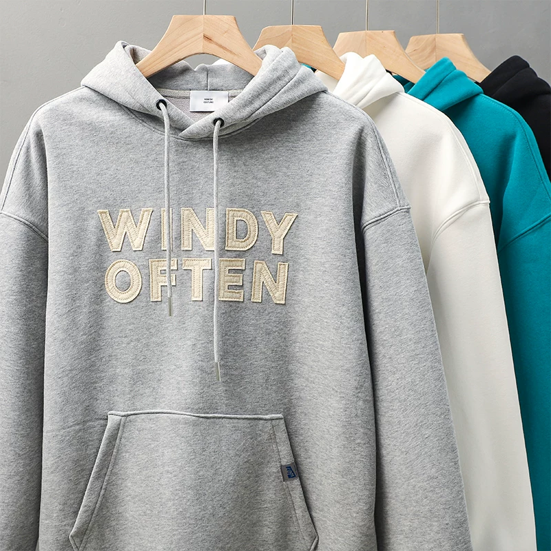 Áo nỉ OMZM kiểu Mỹ 460G dày dặn dành cho nam, áo hoodie lót lông mùa thu đông, áo khoác thêu họa tiết cặp đôi phong cách thường ngày