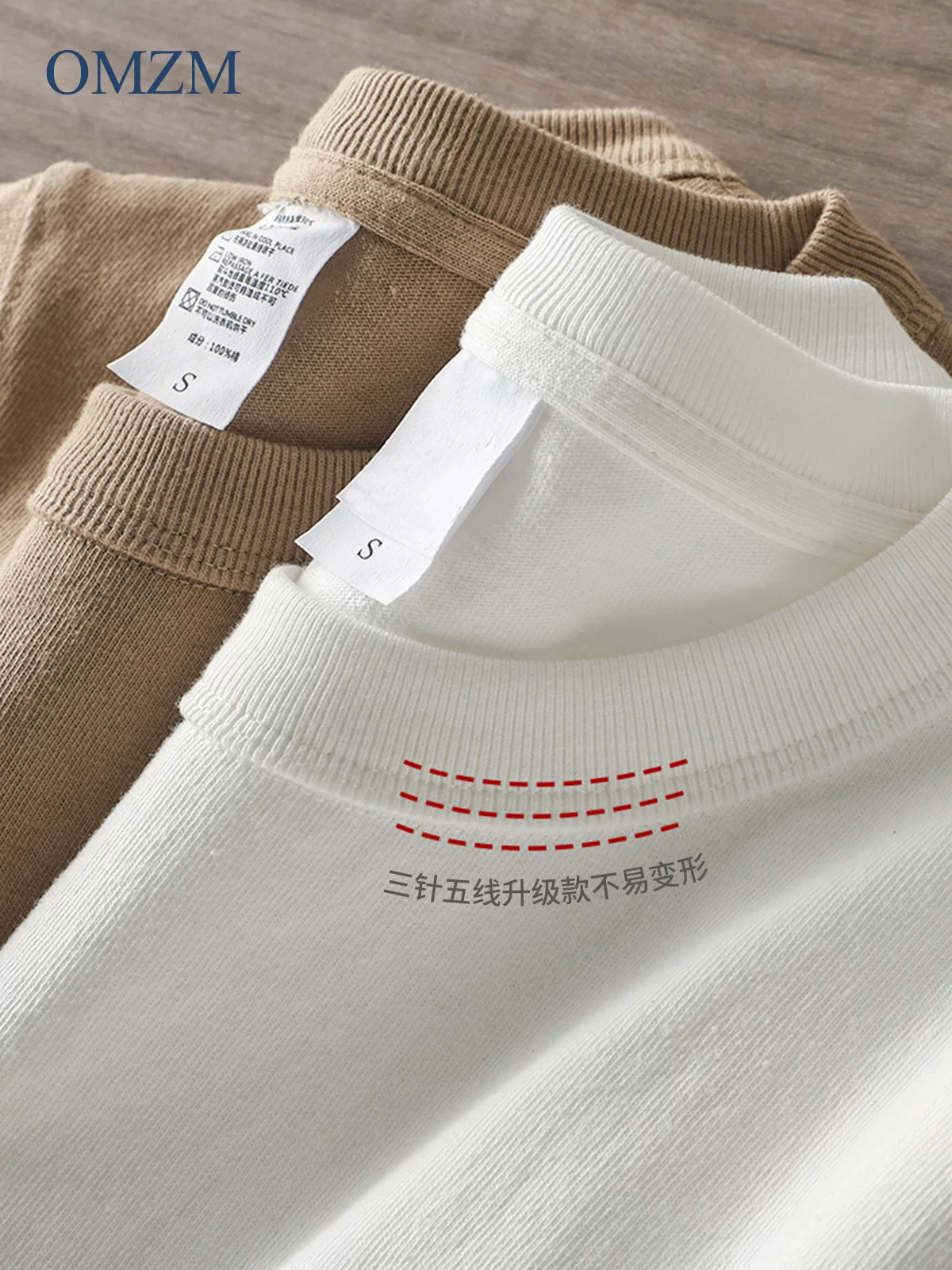 Áo thun dài tay chất liệu cotton nguyên chất 400g kiểu Mỹ dành cho nam, áo len cổ tròn, áo lót ba kim màu trắng mùa thu đông.