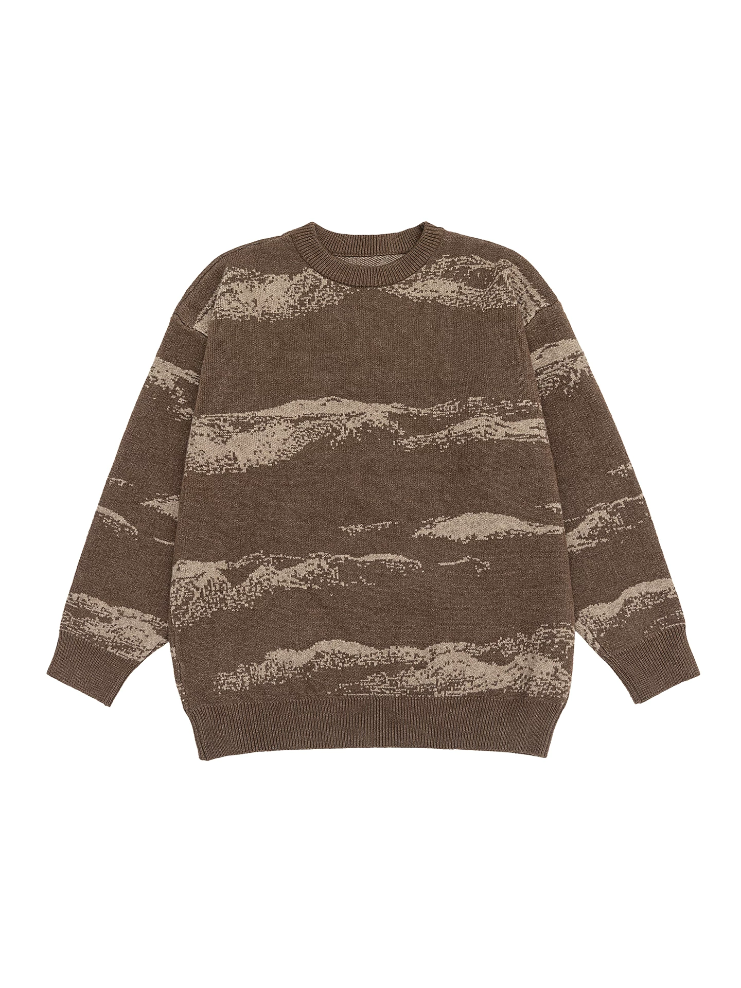 Áo len dệt kim có họa tiết OMZM dành cho nam, áo len cổ tròn in họa tiết cổ điển kiểu Mỹ nặng 750G mùa thu