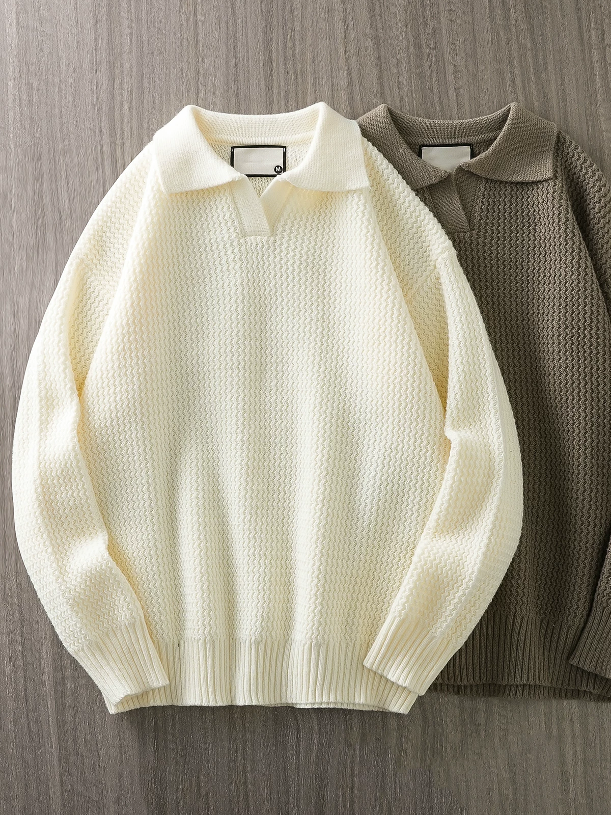 Áo len cổ V kiểu Mỹ dành cho nam, mẫu mới mùa đông 2025, chất liệu dày dặn giữ ấm, áo len cổ cao, màu trơn, áo lót.