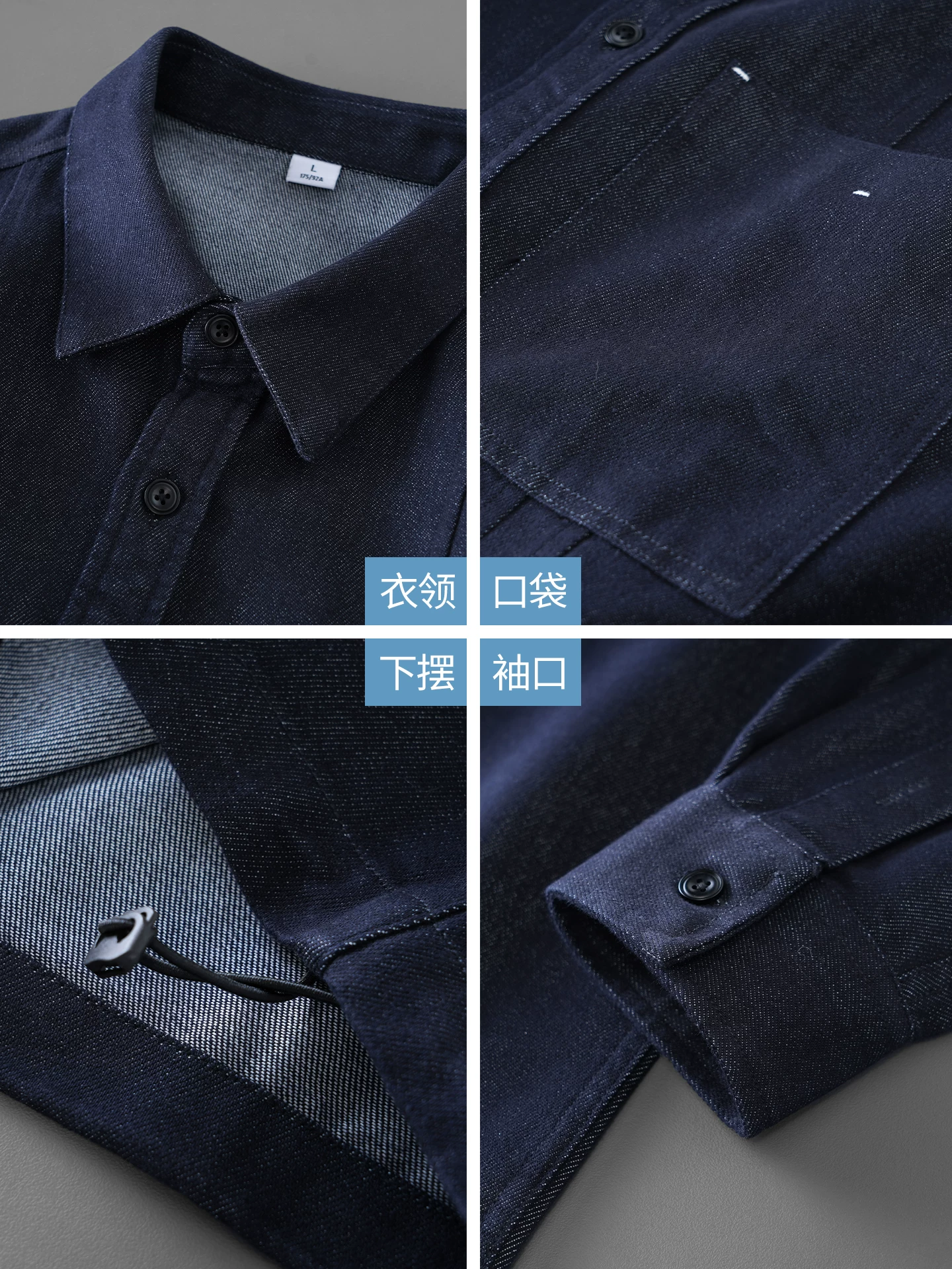 Áo sơ mi dài tay denim OMZM Lyocell dành cho nam, áo sơ mi màu trơn cổ điển mùa thu của Mỹ, áo khoác bảo hộ lao động rộng rãi kiểu dáng cũ kỹ