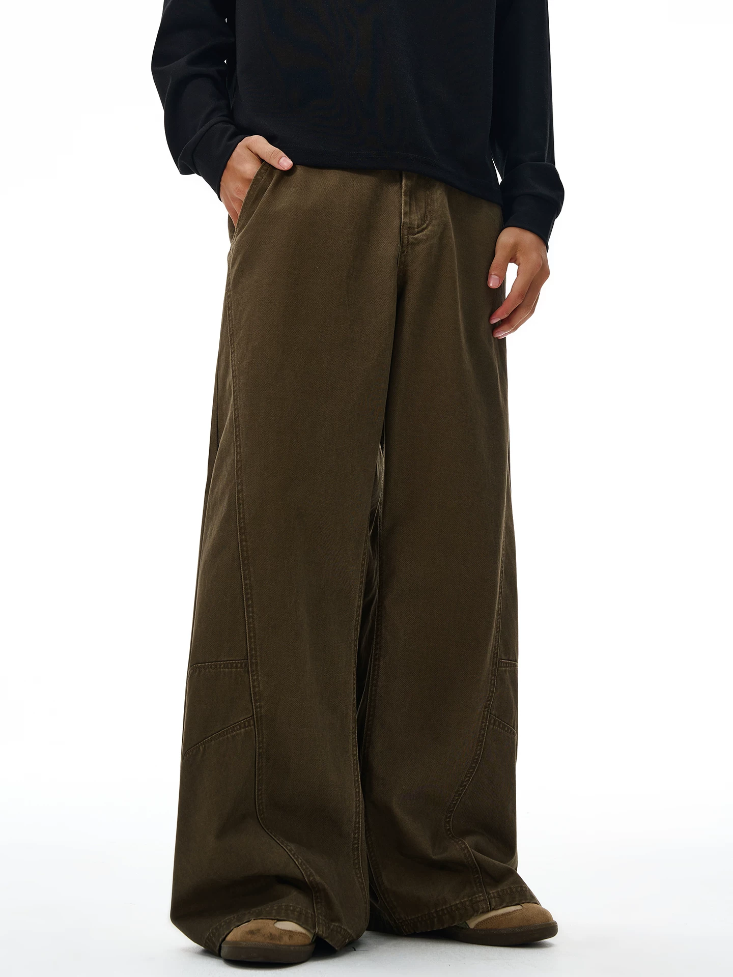 Quần âu nam cotton nguyên chất dáng thẳng OMZM, quần ống rộng mùa đông mới 2025, quần kiểu dáng thời thượng đa năng cá tính phong cách đường phố