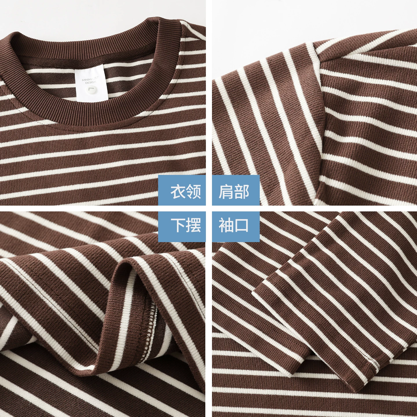 Áo thun dài tay sọc nặng kiểu Mỹ OMZM dành cho nam, áo sơ mi thủy thủ cổ tròn dáng rộng kiểu cổ điển mùa thu, áo sơ mi cổ tròn dáng rộng.