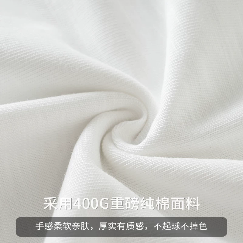 Áo thun nam cotton 100% chất lượng cao 400G kiểu Mỹ, tay ngắn, dáng rộng mùa hè, cổ tròn, thêu chữ, áo trơn