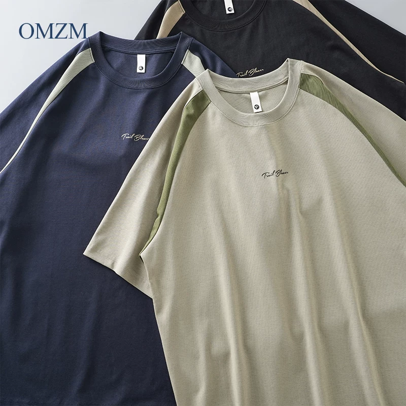 Áo thun nam OMZM kiểu Mỹ, nhanh khô, tay ngắn, mùa hè 2025, kiểu dáng rộng, tay raglan, cổ tròn, áo thể thao nửa tay