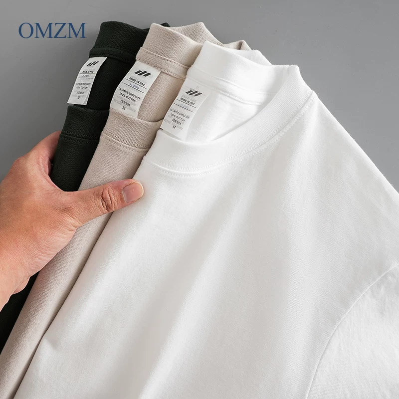 Áo thun ngắn tay chất liệu cotton dày 230G kiểu Mỹ dành cho nam và nữ, áo thun trắng trơn chất liệu cotton nguyên chất mùa hè, áo thun cổ tròn tay lửng rộng rãi