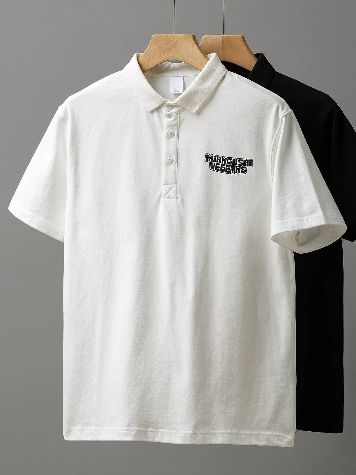 [Mountain Print] Áo thun POLO cotton nặng 320G tay ngắn mùa hè dành cho nam thương hiệu thời trang Mỹ có cổ chữ cái