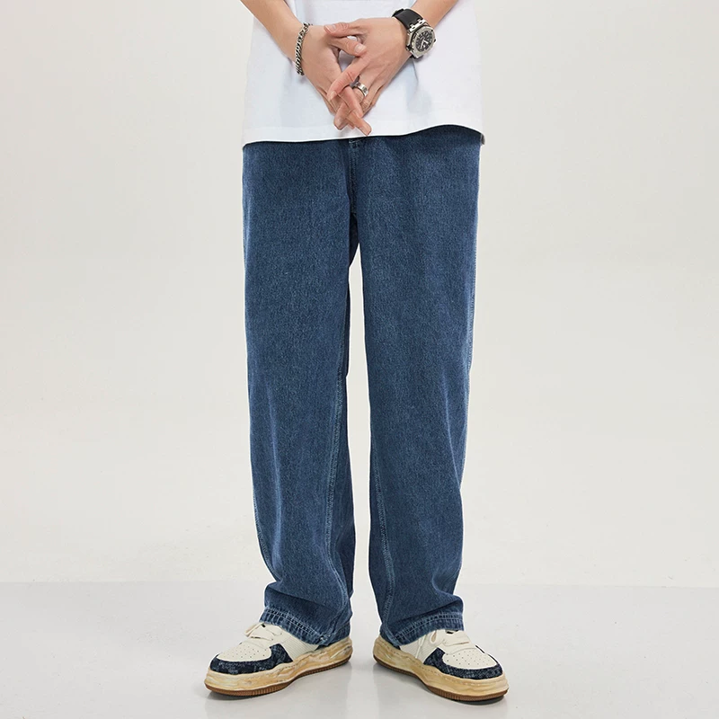 Quần jean nam kiểu Mỹ cổ điển, bền chắc, thương hiệu thời thượng, dáng rộng ống thẳng, quần dài màu trơn, phong cách công sở, kiểu dáng núi non.
