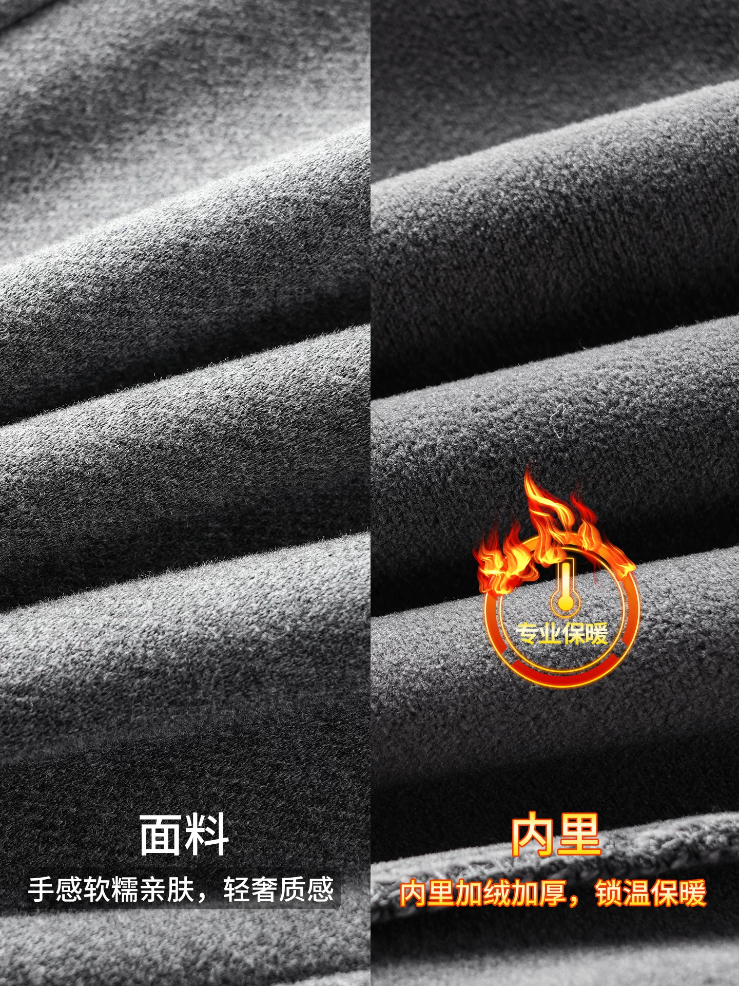 Quần len dày OMZM dành cho nam, phong cách cổ điển mùa đông, lót lông cừu, quần ấm áp thường ngày, quần ống đứng rộng thùng thình