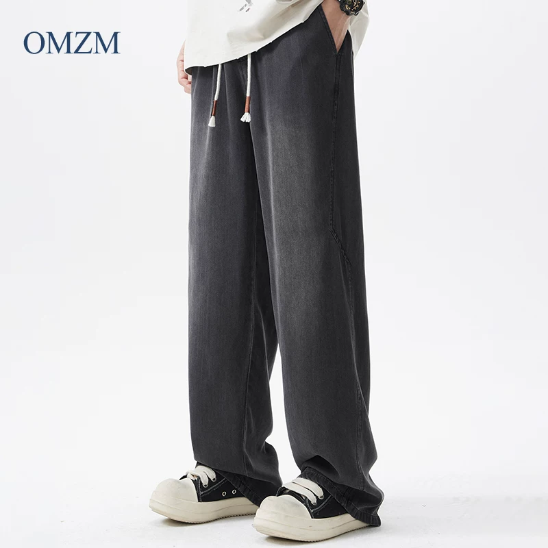 Quần jean thẳng kiểu Mỹ Celar Tencel dành cho nam, quần ống rộng dáng loe mùa xuân mới 2025, quần kiểu retro thường ngày