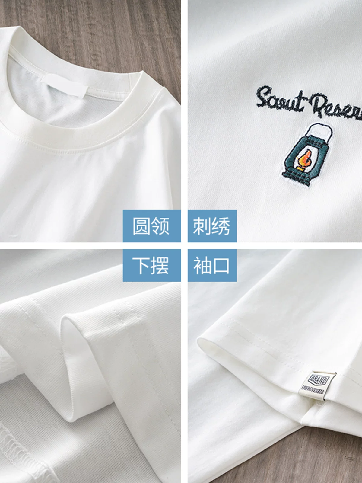 Áo thun nam tay ngắn chất cotton nguyên chất 260G dành cho mùa hè, dáng rộng, thêu chữ, cảm giác cao cấp, cổ tròn nửa tay