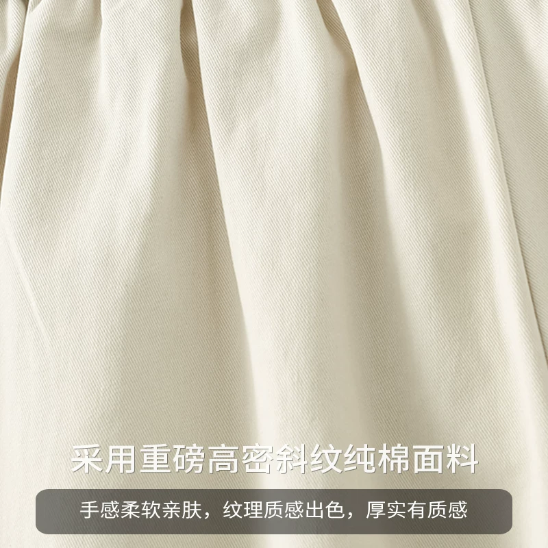 Quần cargo cotton dày kiểu Mỹ OMZM dành cho nam, quần ống rộng dáng rộng mùa hè, quần thể thao màu kaki