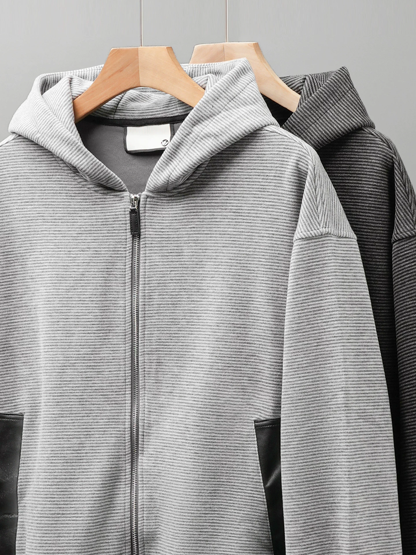 Áo len cardigan có khóa kéo màu OMZM dành cho nam, áo khoác có mũ trùm đầu dáng rộng mùa thu, áo khoác thể thao dành cho cặp đôi