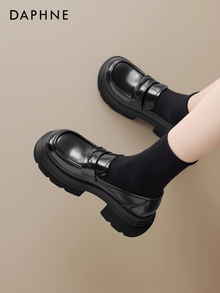 Giày da nữ kiểu Anh Daphne 2025 mới thu đông kiểu Nhật JK, giày lười đế xuồng, đế dày