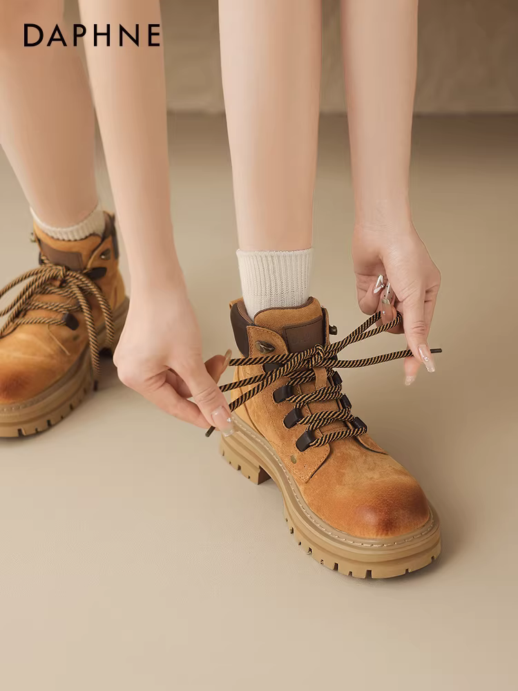 Giày bốt Daphne Martin dành cho nữ 2025, bốt nâu mới, bốt nữ lót lông, bốt ngắn Melard, bốt nữ mùa thu đông