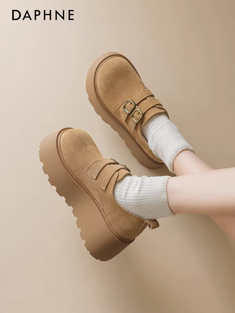 Giày Birkenstock tăng chiều cao toàn diện của Daphne dành cho nữ, giày đế dày kiểu lười mùa thu mới năm 2025 dành cho người nhỏ nhắn.