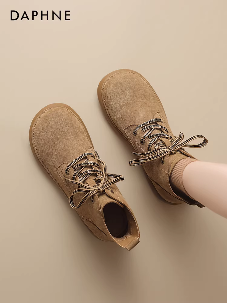 Giày bốt ngắn Daphne Maillard Brown dành cho nữ 2025 Mẫu mới mùa đông kiểu Birkenstock phong cách Wasteland Giày bốt Martin