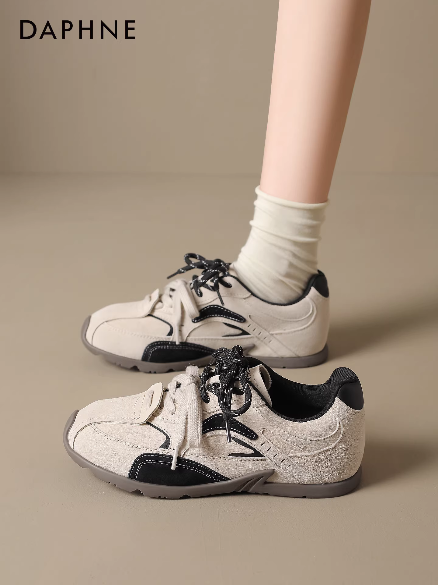 Giày tập ballet Daphne dành cho nữ 2025 kiểu mới đế mềm nhẹ, phong cách thể thao cổ điển, giày thể thao thường ngày màu trắng