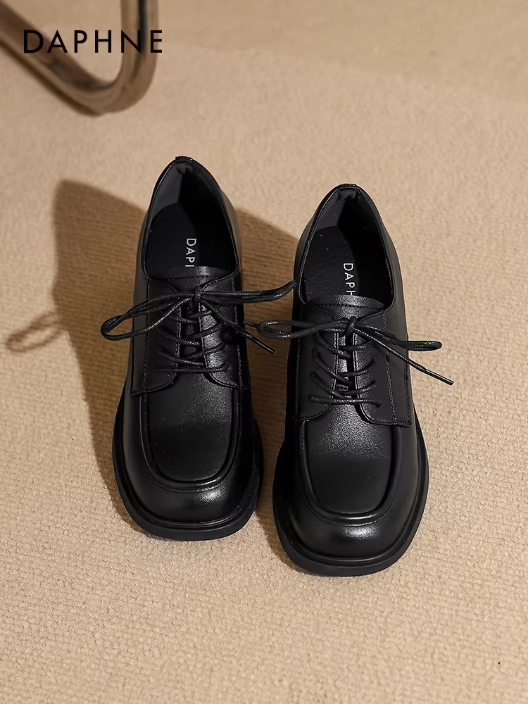 Giày lười đế dày Daphne dành cho nữ, giày mùa thu 2025 màu trắng, kiểu Anh, giày da nhỏ, phong cách retro Pháp, giày đơn nữ