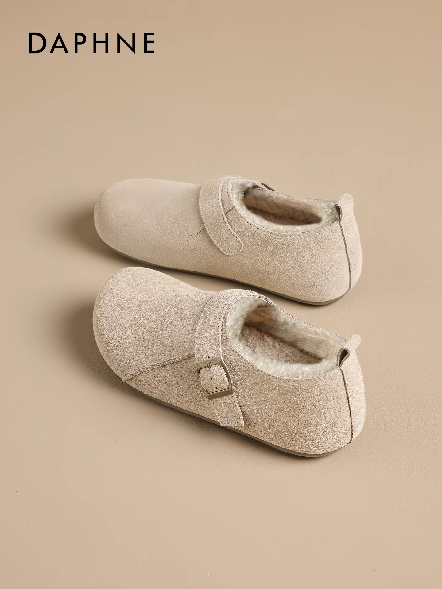 Giày Birkenstock Daphne cao cấp dành cho nữ mùa đông 2025, kiểu lười, dành cho bà bầu, lót lông cừu, chất liệu cotton, giữ ấm, kiểu ủng đi tuyết
