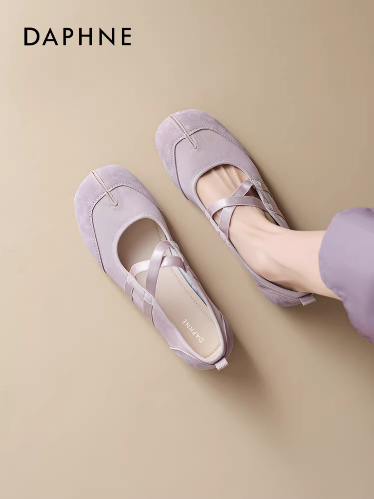 Giày thể thao Daphne kiểu Mary Jane dành cho nữ, mẫu mới thu 2025, thoáng khí, đế mềm, giày tập luyện Đức, màu tím, giày đơn.