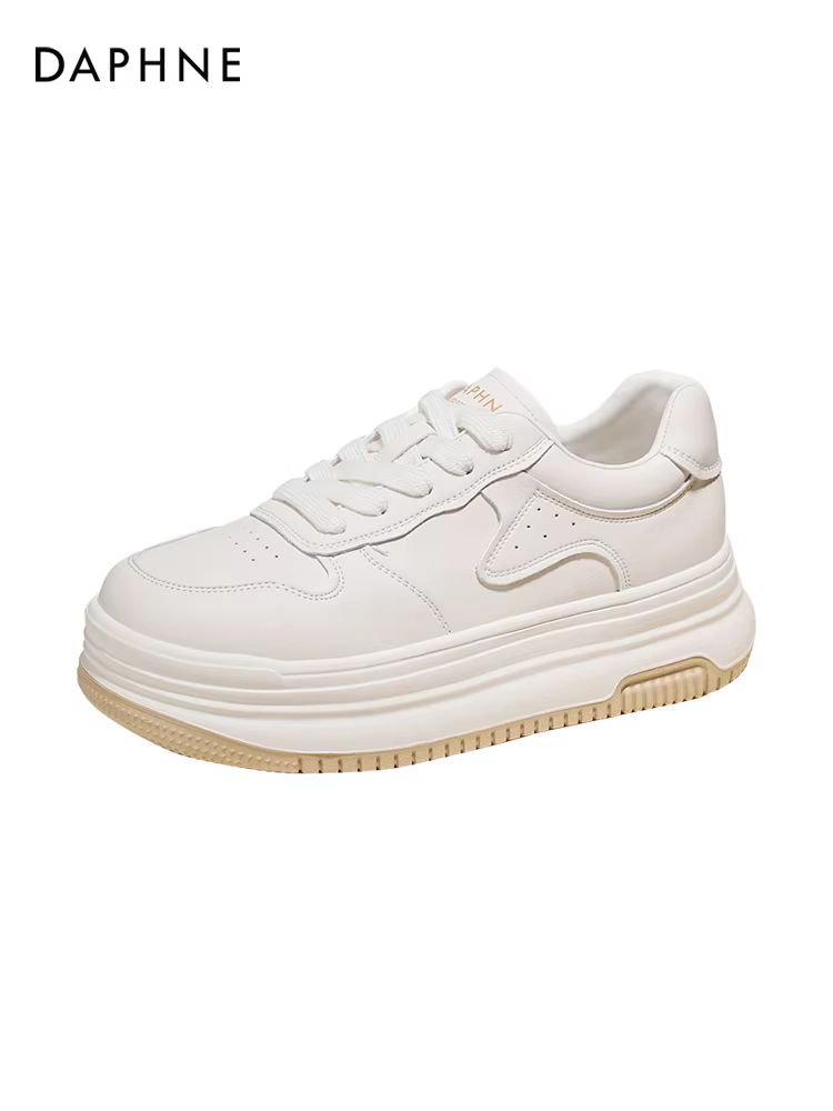 Giày thể thao đế dày màu trắng Daphne dành cho nữ, kiểu mới xuân 2025, đa năng, tăng chiều cao, phong cách thường ngày