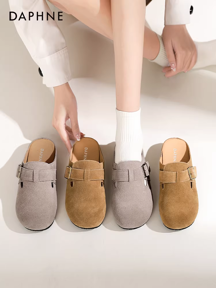 Giày Daphne Birkenstock nữ 2025, giày mùa thu đông mới, giày lười đa năng, giày bệt mũi kín, kiểu nửa dép dành cho nữ