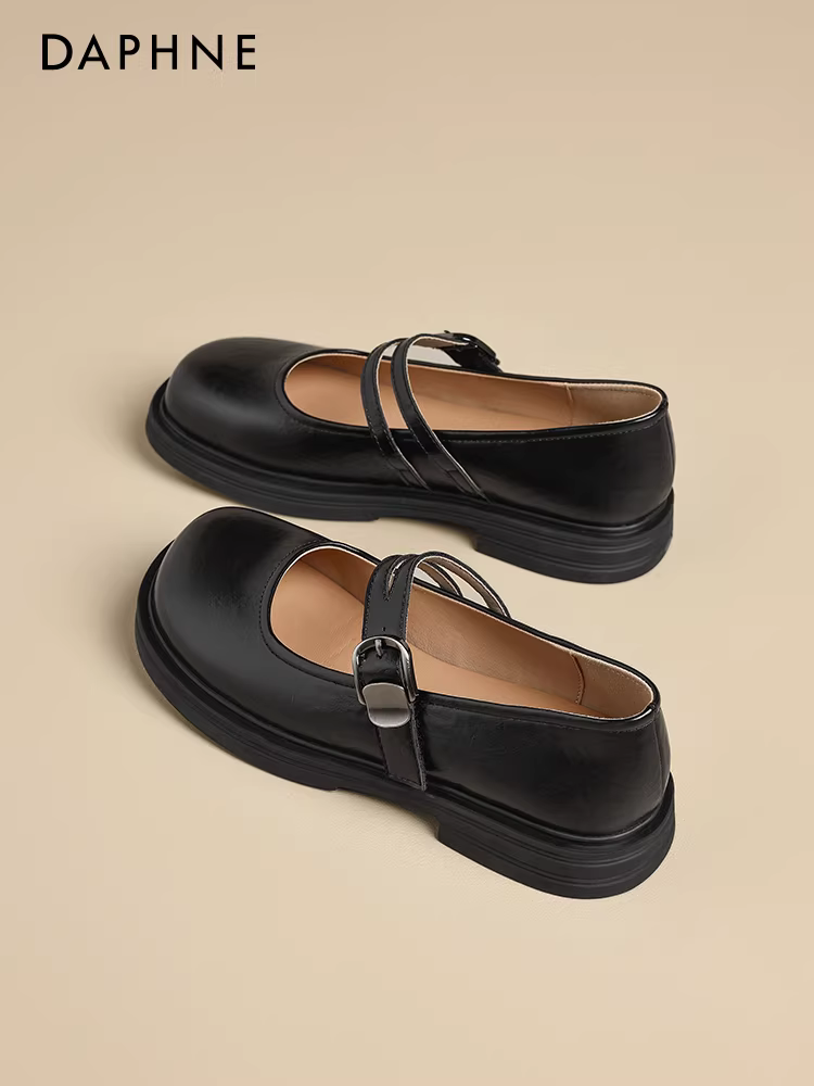 Giày Mary Jane đen Daphne dành cho nữ, mẫu xuân 2026, đế mềm, kiểu dáng cổ điển Anh, giày đơn giản phong cách học sinh, giày da nhỏ.