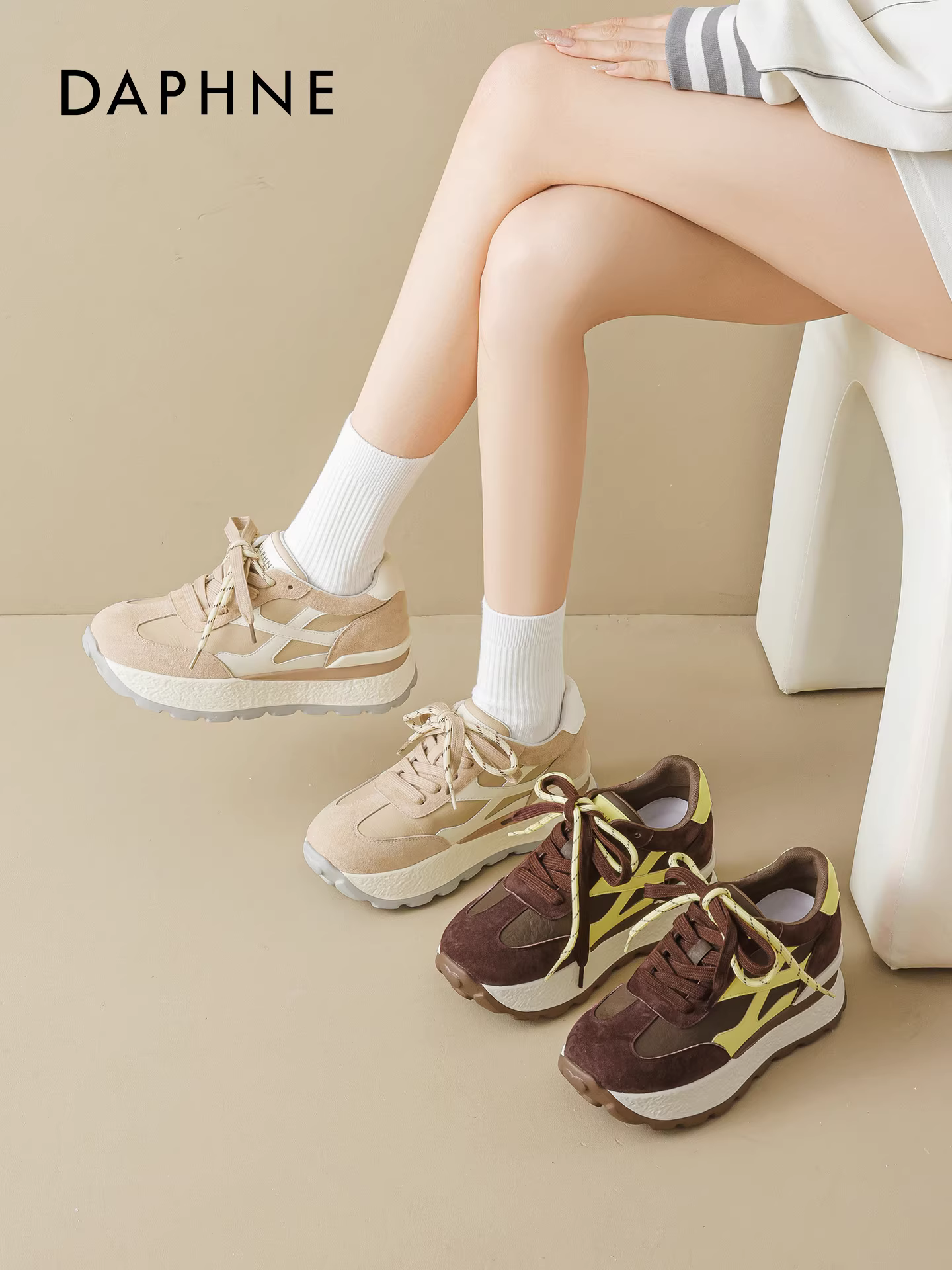 Giày tập luyện đế dày Daphne của Đức dành cho nữ, giày thể thao Melard mùa thu đông 2025 mới, kiểu dáng thường ngày, tăng chiều cao ẩn, giày thể thao.