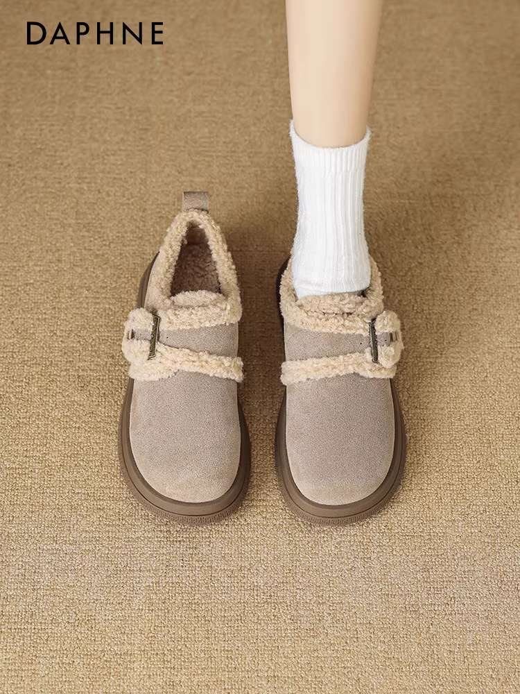 Giày Birkenstock lót lông cừu Daphne dành cho nữ 2025 giày cotton mùa đông mới đế dày chống trượt đa năng giày bốt lông tuyết