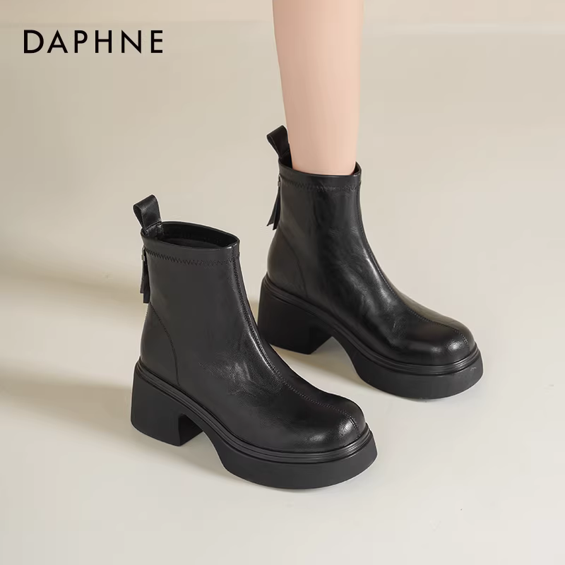 Giày bốt tuyết Daphne dành cho nữ 2025, giày bốt mùa thu đông mới, giày lười nữ, giày trắng, giày bố giảm giá dành cho nữ