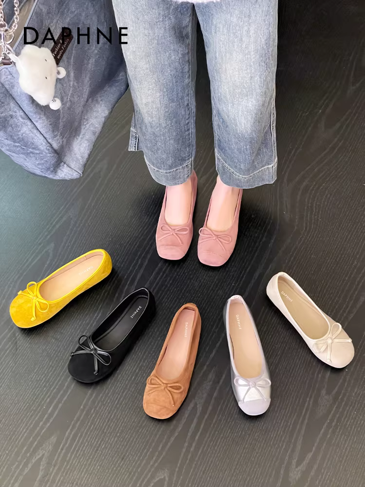 Giày bệt kiểu Pháp Daphne màu đen dành cho nữ, mẫu mới hè 2025, đẹp và thoải mái, kiểu lười, kiểu sandal.